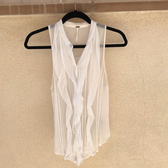 Free People Blouse-y Button Down White Tank Top - Picture 1 of 3